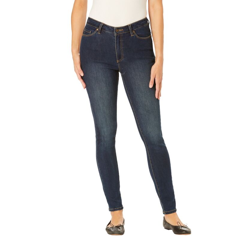 ウーマン ウィズイン レディース ボトムス デニムパンツ プラスサイズ プチ ジーンズ Woman Within Plusize Petite Slim-Leg Stretch Comfort Denim Five-Pocket Jeans Dark Sanded Wash デニム