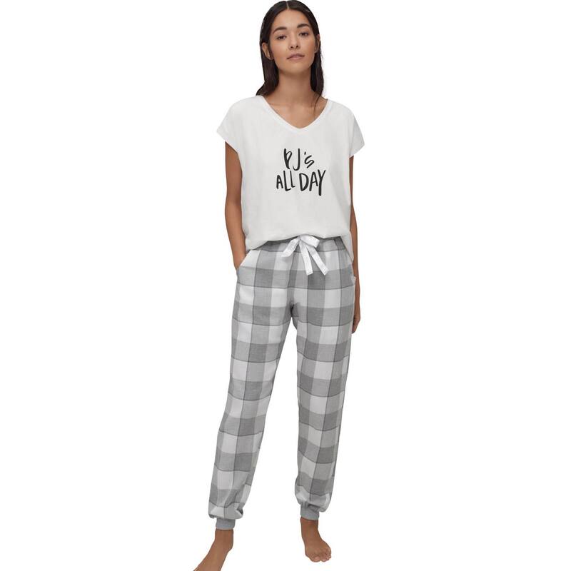 Ellos レディース アンダーウェア ナイトウェア プラスサイズ パンツ ellos Plusize Plaid Flannel Sleepants Grey White Plaid ホワイト 12,480円