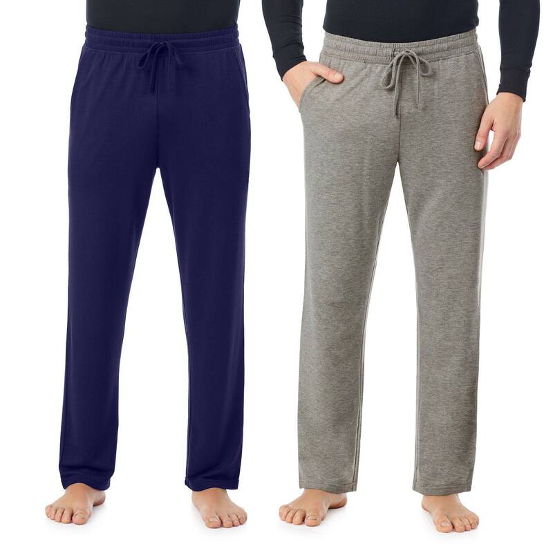クドルドッズ レディース アンダーウェア ナイトウェア パンツ パイル Men's Cuddl Duds 2-Pack French Terry Pajama Pants Grey Blue グレー｜ReVida 店
