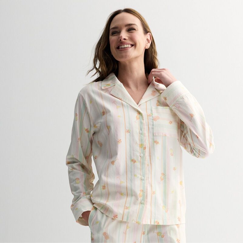 ソノマ レディース アンダーウェア ナイトウェア シャツ Women'sonoma Goods For Life Wovenotch Pajama Shirt Cocktail Stripe ストライプ