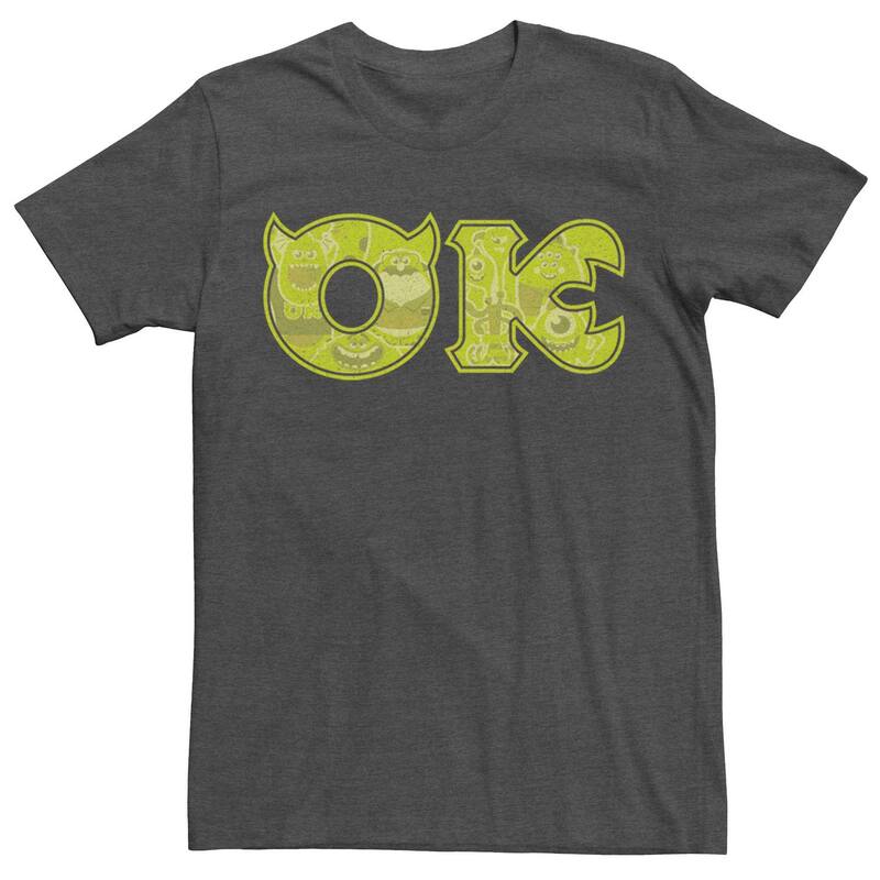ディズニー ピクサー レディース トップス Tシャツ ロゴ Disney / Pixar Men's Disney Pixar Monsters University OK Frat Logo Tee Charcoal Heather チャコール