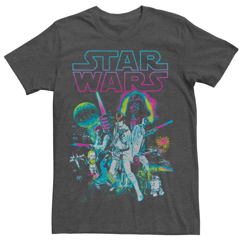 アニメキャラクター レディース トップス Tシャツ Licensed Character Men'star Wars Neon Lightee Charcoal Heather チャコール