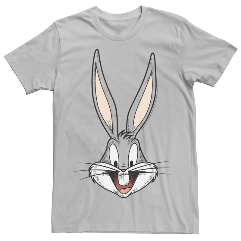 アニメキャラクター レディース トップス Tシャツ グラフィック Licensed Character Men's Looney Tunes Bugs Bunny Face Graphic Tee Silver シルバー