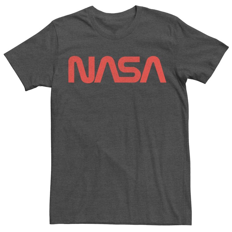 アニメキャラクター レディース トップス Tシャツ ロゴ Licensed Character Men's NASA Simple Red Text Logo Tee Charcoal Heather チャコール