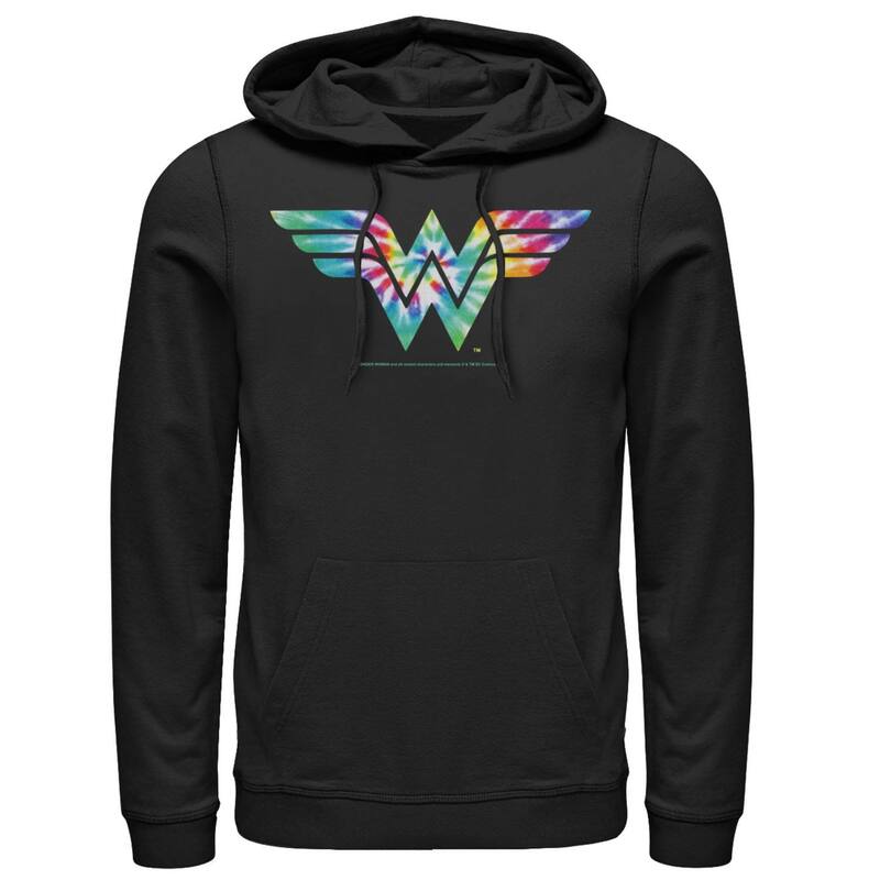 アニメ文字記号 レディース トップス プルオーバー ロゴタイプ パーカー Licensed Character Men\u0027s DComics Wonder Woman Tie Dye Logo Hoodie Black 黒いこと