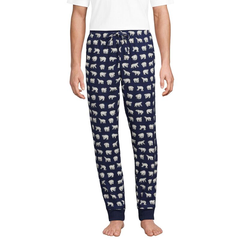 ランズエンド レディース アンダーウェア ナイトウェア パンツ Men's Lands' End Flannel Jogger Pajama Pants Deep Sea Navy Bears ネイビー