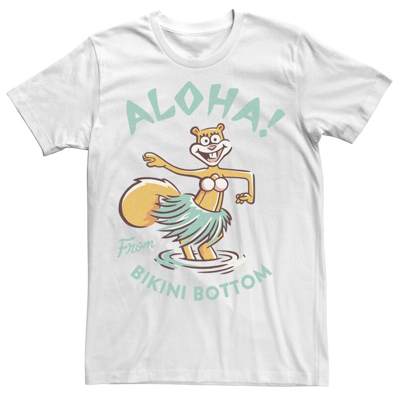 アニメキャラクター レディース トップス Tシャツ パンツ Licensed Character Men'spongeBob SquarePantsandy Aloha Hula Dance Tee White ホワイト