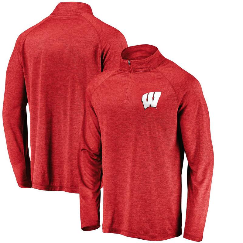 ファナティクス レディース アウター 上衣・上衣 Men\u0027s Fanatics Red Wisconsin Badgers Lightweight Striated Raglan Quarter-Zip Top Wis Red 赤いこと