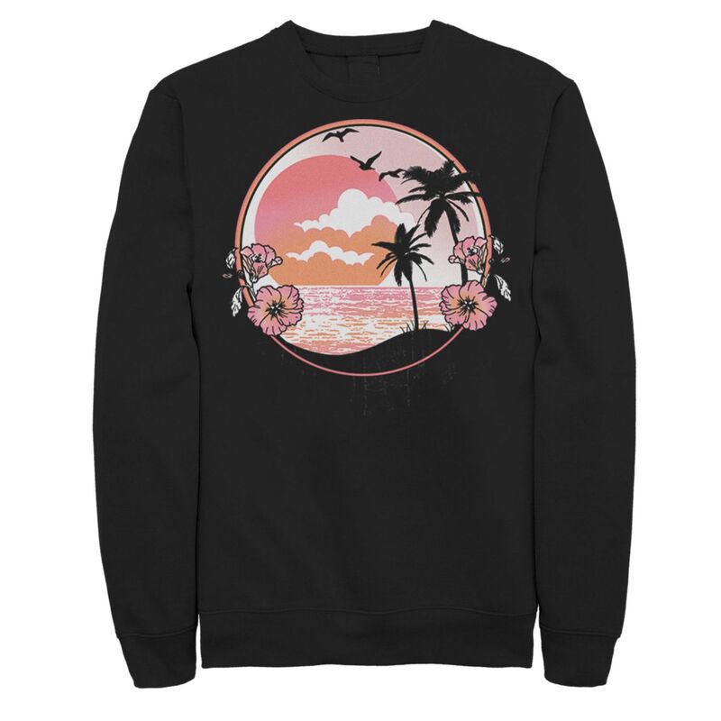 アンブランデッド レディース トップス プルオーバー 流汗 Unbranded Men\u0027s Pink Retro Beach Scenery Sweatshirt Black 黒いこと