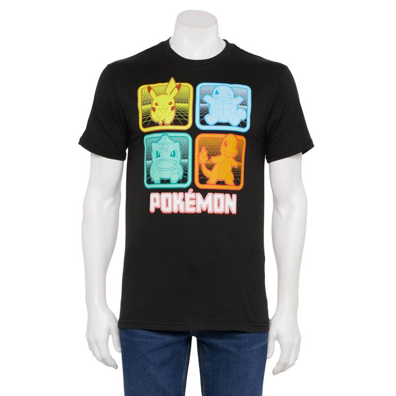 アニメキャラクター レディース トップス Tシャツ グラフィック Licensed Character Men's Nintendo Pokmon Starters Graphic Tee Black ブラック