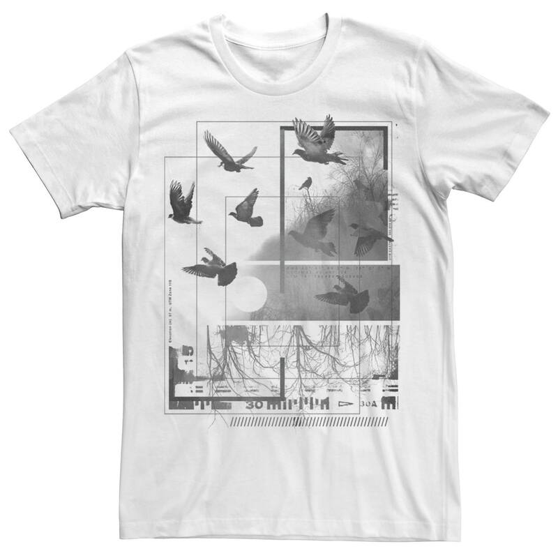 アンブランデッド レディース トップス Tシャツ グラフィック Unbranded Men's Nature Birds Flying Squares Graphic Tee White ホワイト