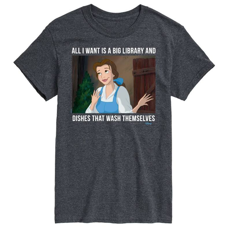 ディズニー レディース トップス Tシャツ トール グラフィック Disney Princess Big & Tall Belle Library Graphic Tee Heather Charcoal チャコール