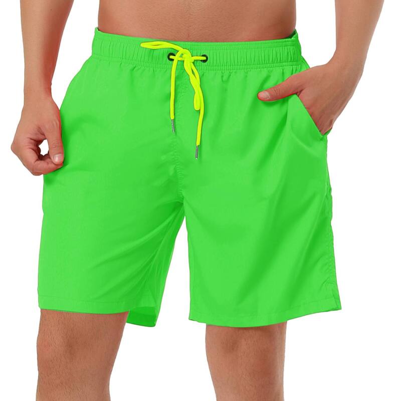 Lars Amadeus レディース ボトムス ハーフパンツ・ショーツ メッシュ ショートパンツ Lars Amadeus Menolid Color Drawstring Mesh Lined Board Shorts Green グリーン