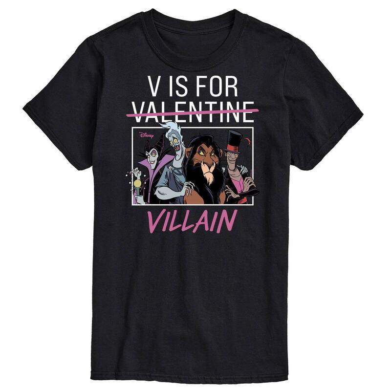 ディズニー レディース トップス Tシャツ グラフィック Disney Villains Men's V For Valentine Villain Graphic Tee Black ブラック