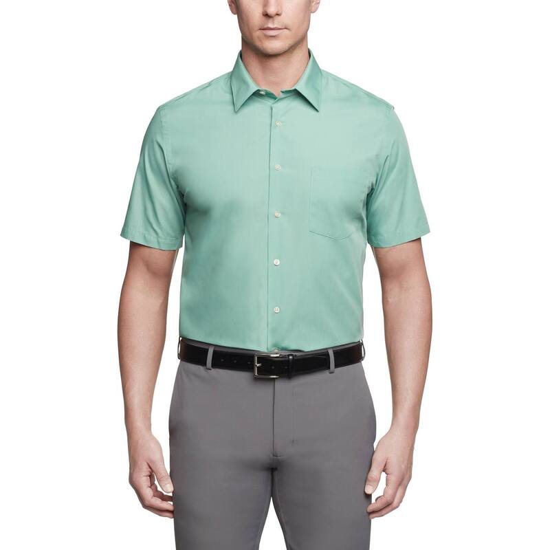 ヴァンハウセン レディース トップス Tシャツ Men's Van Heusen Poplin Short Sleeve Dresshirt Leaf