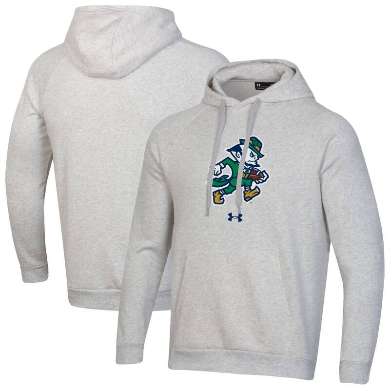 アンダーアーマー レディース トップス Tシャツ フリース パーカー Men's Under Armour Gray Notre Dame Fighting Irish Leprechaun Rival Raglan Fleece Hoodie Ntd Grey グレー