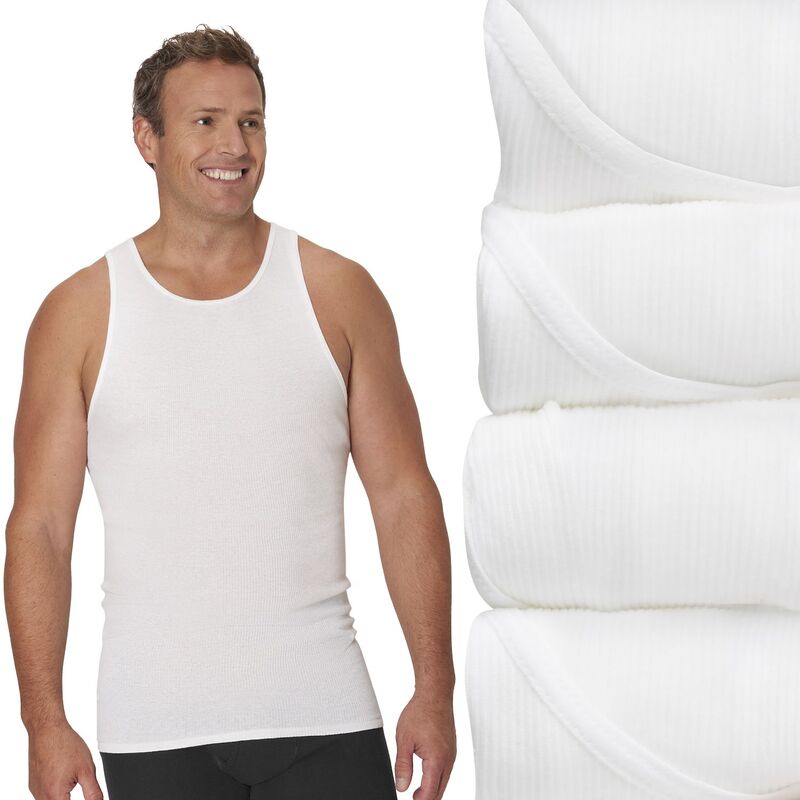 ヘインズ レディース トップス シャツ トール Big & Tall Hanes 4-Pack ComfortSoftank Top Undershirts White ホワイト｜ReVida 店