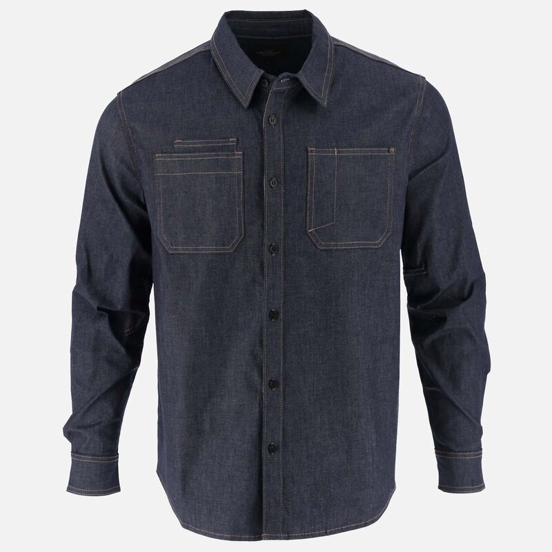 ソロ好ましい レディース トップス プルオーバー ヴィンテージ ジーンズ Men\u0027s Thorogood Workwear Vintage Stretch Denim Long Sleeve Button Up Shirt Raw Dark Blue Denim ジーンズ
