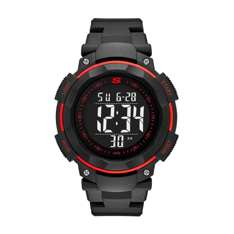 スケッチャーズ レディース アクセサリー 腕時計 Skechers Men's Digital Chronograph Watch Black Red ブラック