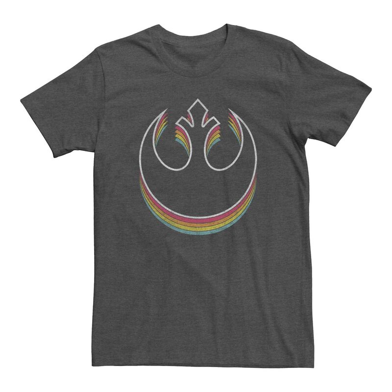 アニメキャラクター レディース トップス Tシャツ グラフィック Licensed Character Men'star Wars Rebel Symbol Rainbow Fade Graphic Tee Charcoal Heather チャコール