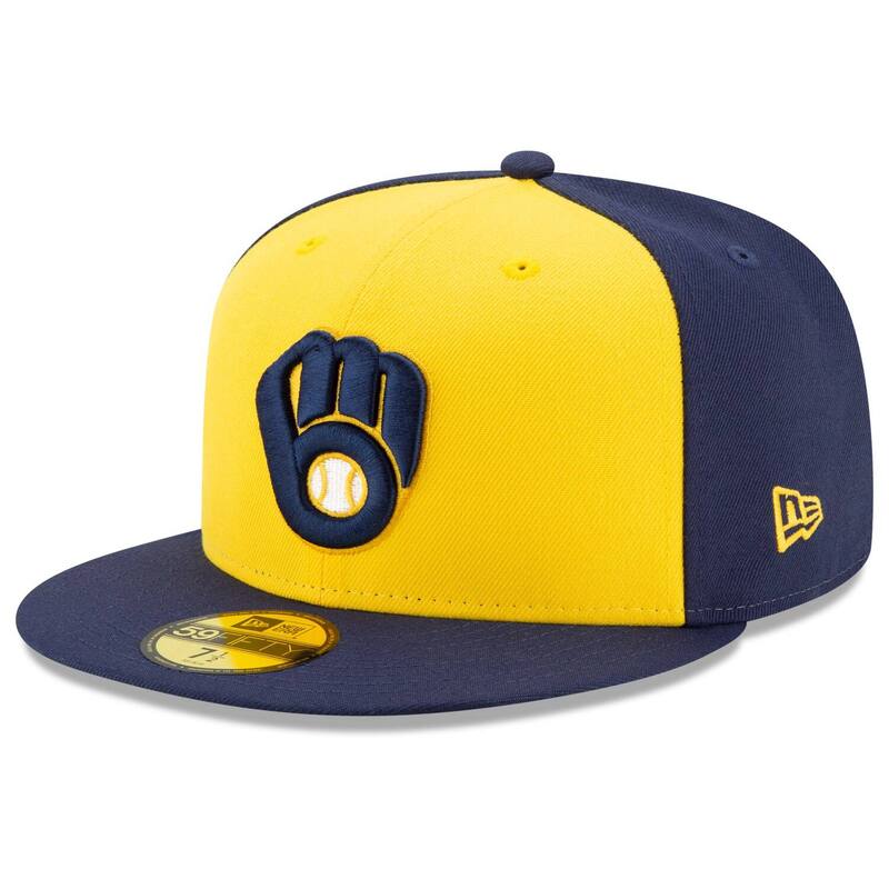 ニューエラ レディース アクセサリー 帽子 Men's New Era Navy/Yellow Milwaukee Brewers Alternate Authenticollection-Field 59FIFTY Fitted Hat Brw Navy ネイビー
