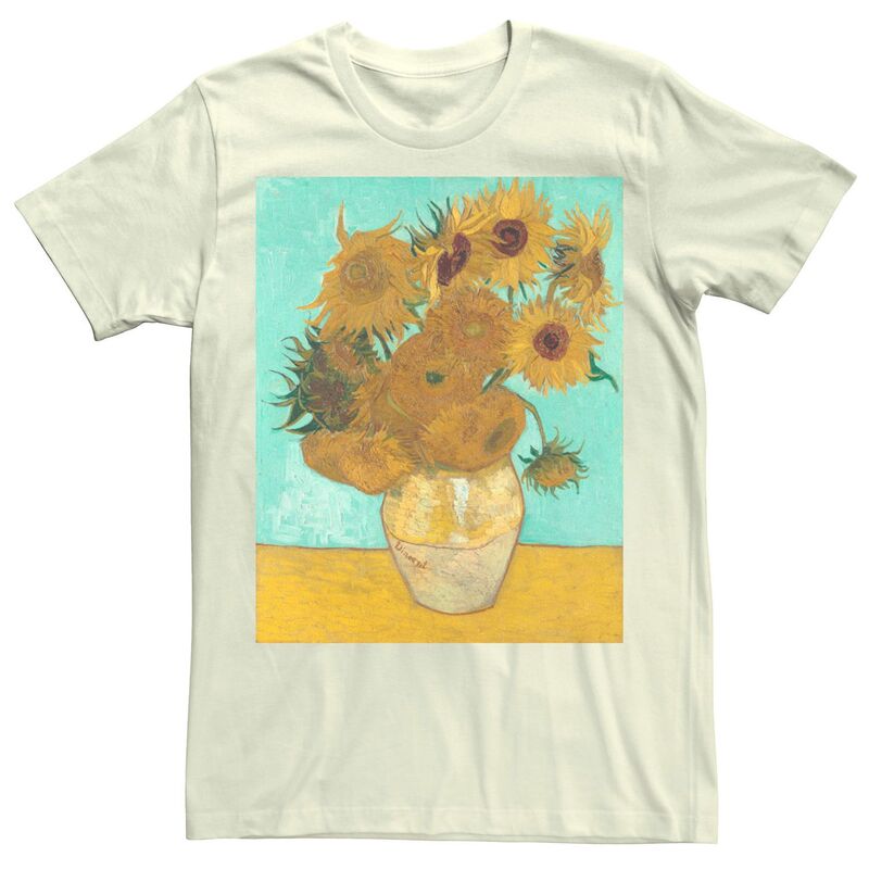 アニメキャラクター レディース トップス Tシャツ Licensed Character Men's Van Gogh Flowers Painting Tee Natural