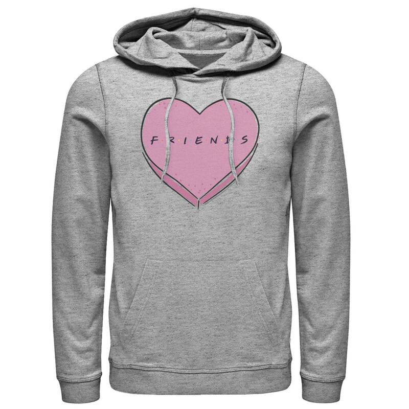 アニメキャラクター レディース トップス Tシャツ ロゴ パーカー Licensed Character Men's Friends Valentine's Day Candy Heart Logo Hoodie Athletic Heather ヘザー