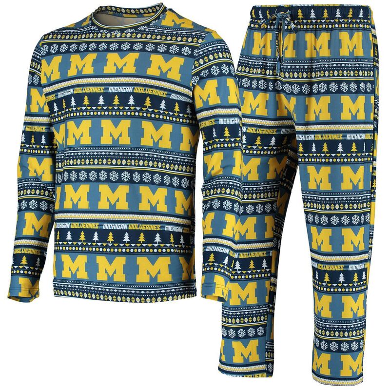 アンブランデッド レディース アンダーウェア ナイトウェア セーター ニット Unbranded Men's Conceptsport Navy Michigan Wolverines Ugly Sweater Knit Long Sleeve Top and Pant Set Mic Navy ネイビー