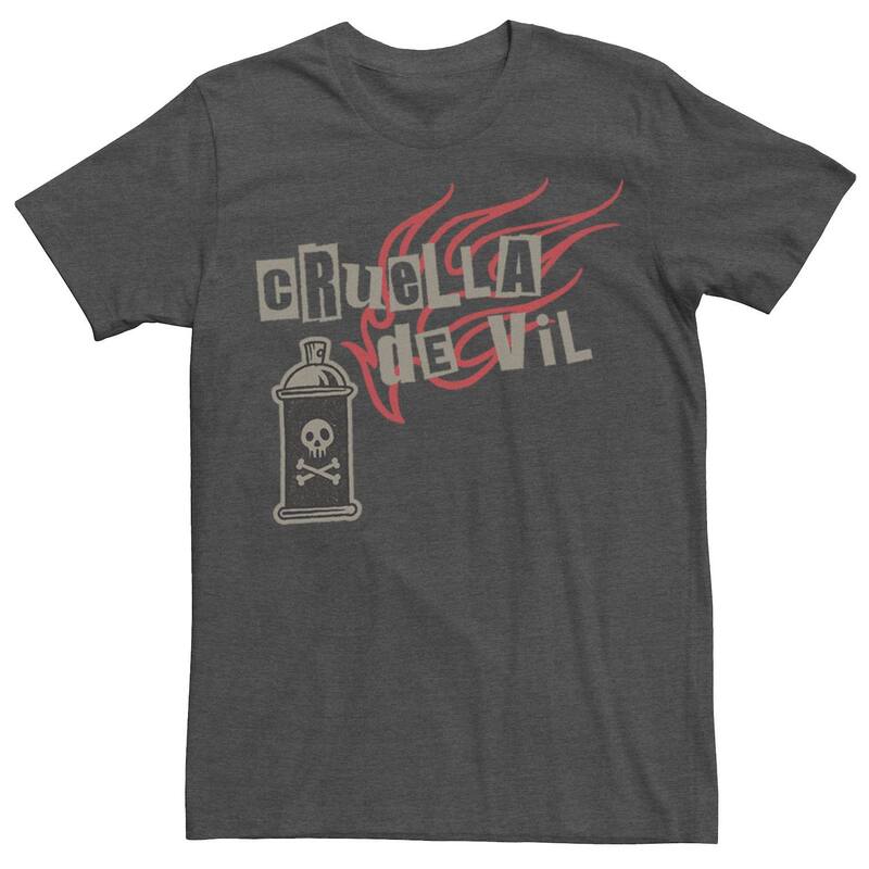 ディズニー レディース トップス Tシャツ ロゴ Disney's Cruella De Vil Men'spray Paint Logo Tee Charcoal チャコール