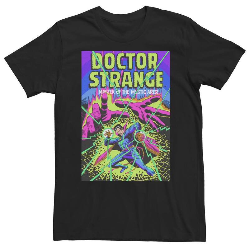 アニメキャラクター レディース トップス Tシャツ トール Licensed Character Big & Tall Marvel Doctor Strange Mystic Arts Neon Tee Black ブラック