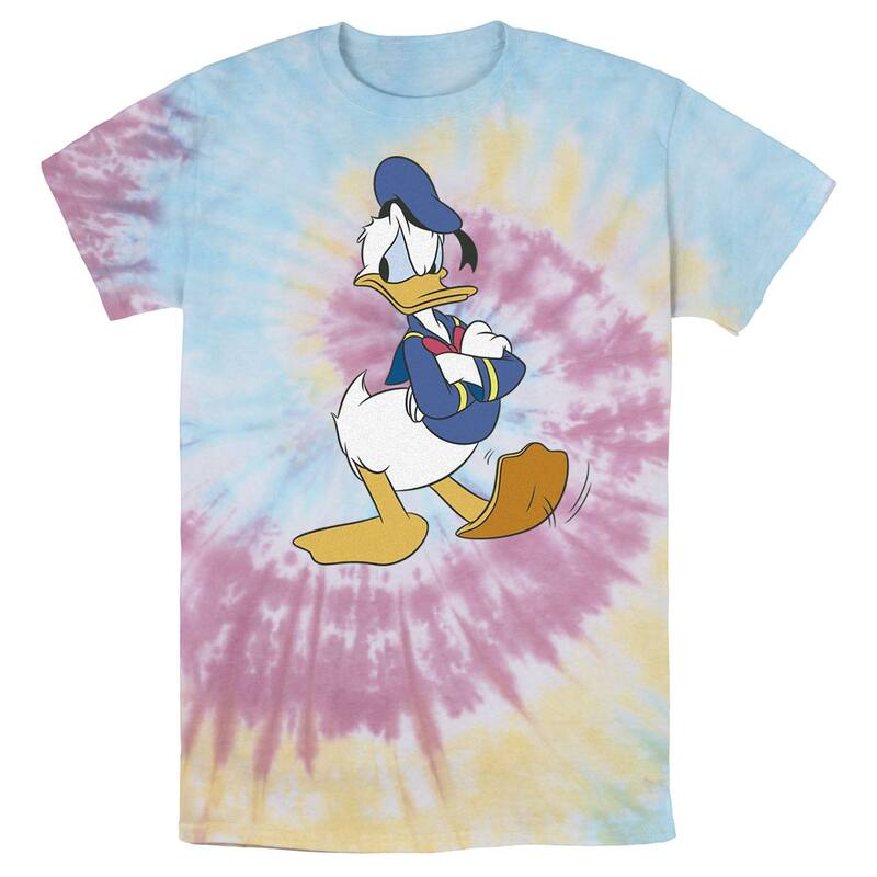 アニメキャラクター レディース トップス Tシャツ Licensed Character Men's Disney Donalduck Traditional Pose Wash Tee Blue Pink Light Yellow ブルー|ReVida 店