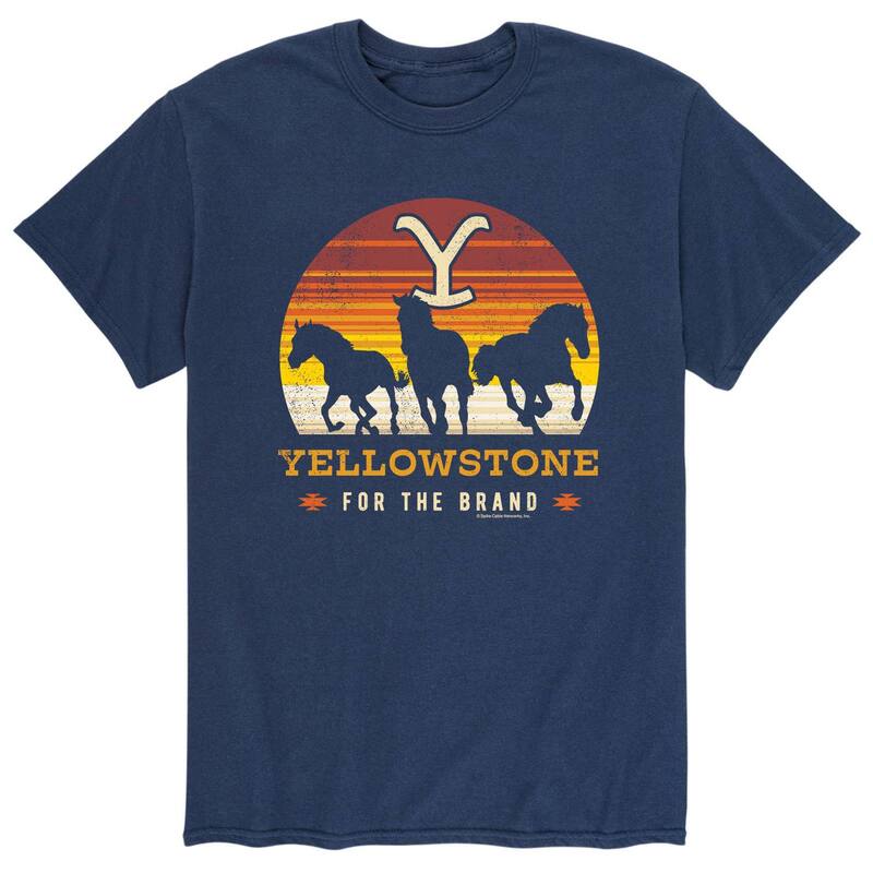 アニメキャラクター レディース トップス Tシャツ Licensed Character Men's Yellowstone Wild Horses Tee Navy ネイビー