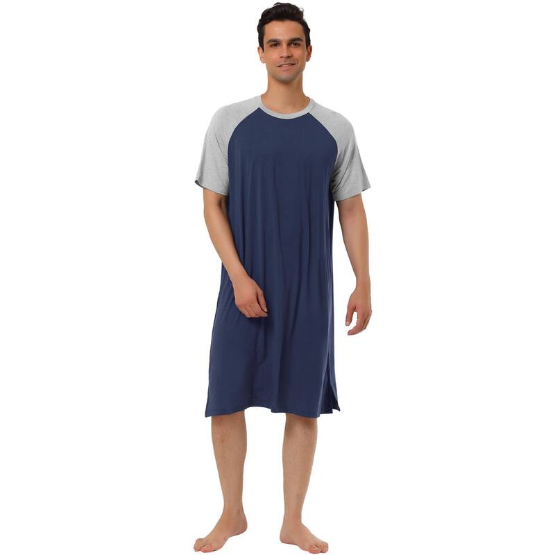 Lars Amadeus レディース アンダーウェア ナイトウェア シャツ Lars Amadeus Men's Nightshirt Nightwear Comfy Lounge Soft Pajamas Loose Sleep Shirt Nightgownavy Blue Light Gray グレー 12,480円