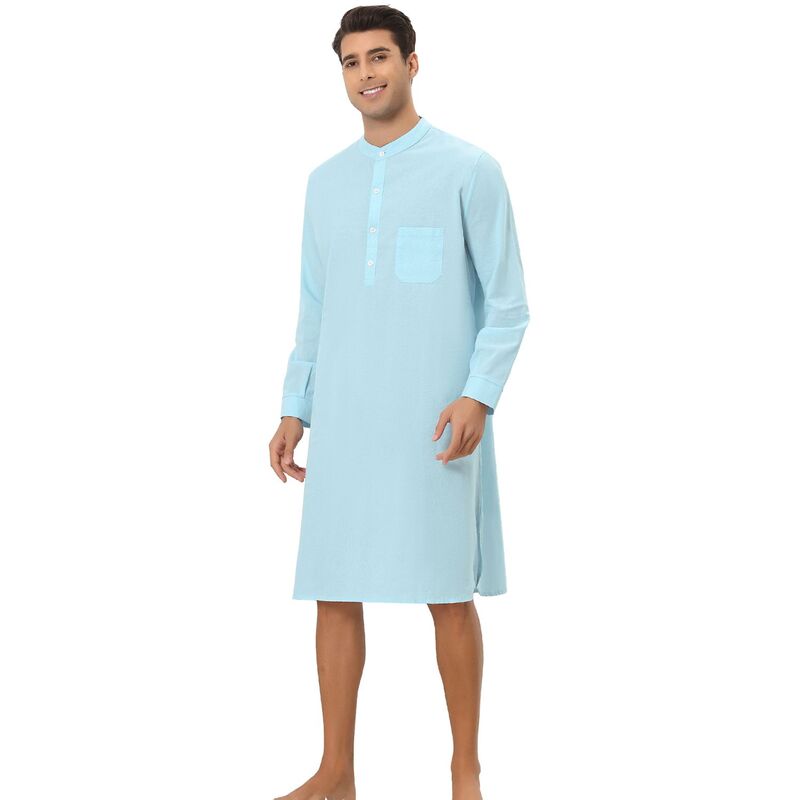 Lars Amadeus レディース アンダーウェア ナイトウェア シャツ コットン Lars Amadeus Men's Cottonightshirt Long Sleeve Sleepwear Pajama Dress Blue ブルー