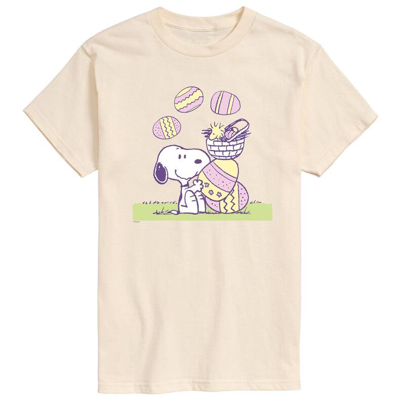 アニメキャラクター レディース トップス Tシャツ グラフィック Licensed Character Men's Peanuts Easter Comic Graphic Tee Cream クリーム
