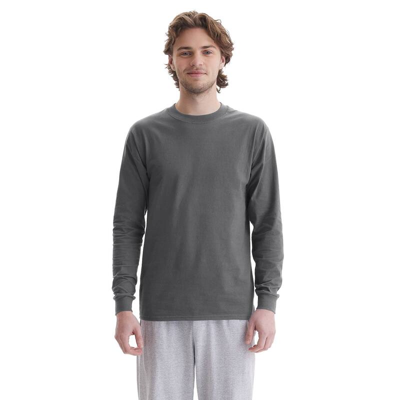ヘインズ レディース トップス Tシャツ コットン Men's Hanes Beefy Cotton Long Sleeve T-Shirt Smoke Gray グレー