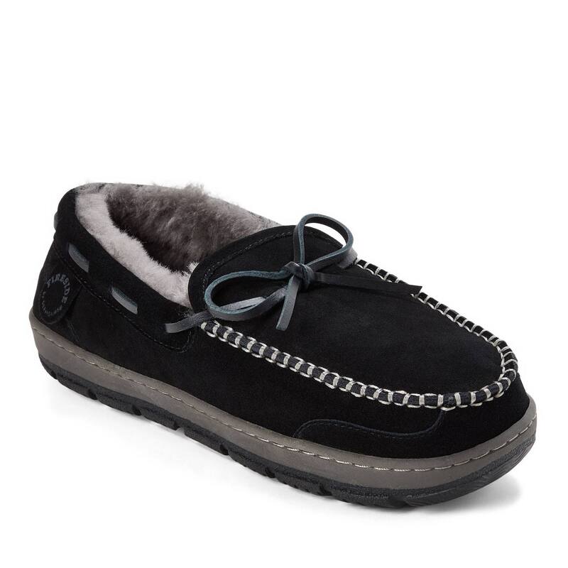 ディアフォームズ レディース シューズ サンダル Dearfoams Fireside Men's Genuine Shearling Moccasin Toe Slippers Black ブラック
