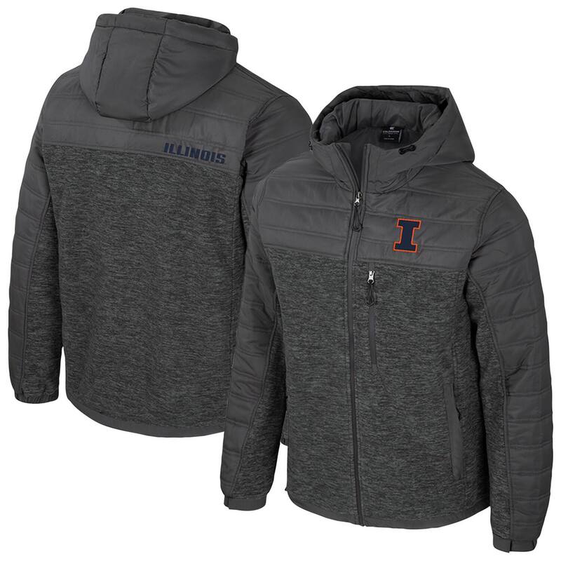 コロシアム レディース アウター ジャケット・ブルゾン パーカー Men's Colosseum Charcoal Illinois Fighting Illinightman Full-Zip Hoodie Puffer Jacket Ill Charco チャコール