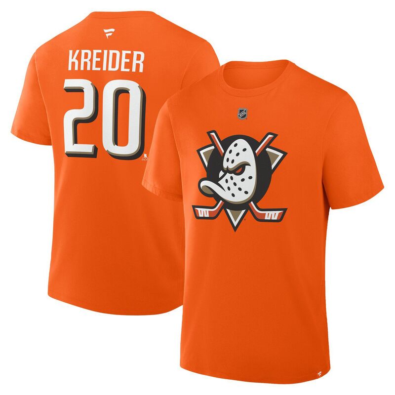 ファナティクス レディース トップス Tシャツ Men's Fanatics Chris Kreider Orange Anaheim Ducks Authentic Stack Name & Number T-Shirt Dks Orange オレンジ｜ReVida 店