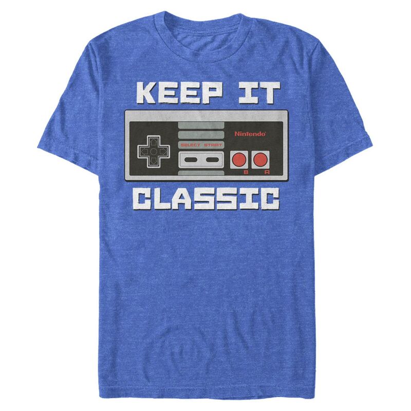 アニメキャラクター レディース トップス Tシャツ Licensed Character Men's Nintendo Keep It Classic Short Sleeve Tee Royal Heather ヘザー