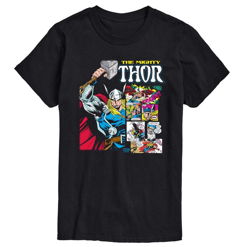 マーベル レディース トップス Tシャツ グラフィック Men's Marvel The Mighty Thor Comic Panels Graphic Tee Black ブラック