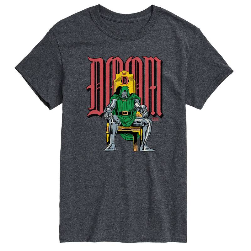 マーベル レディース トップス Tシャツ グラフィック Men's Marvel Doctor Doom Throne Distressed Graphic Tee Heather Charcoal チャコール