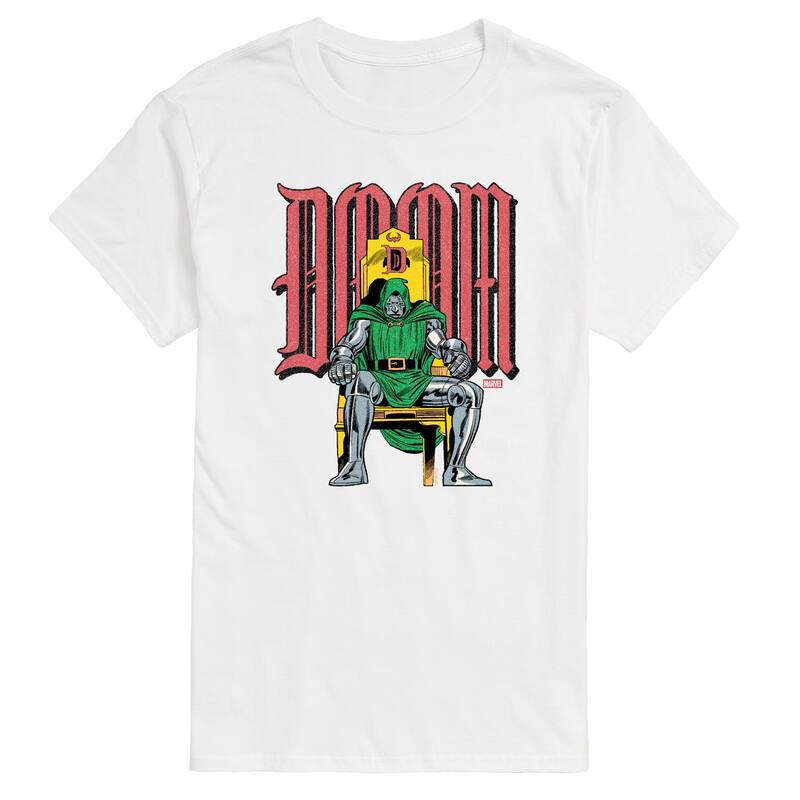 マーベル レディース トップス Tシャツ グラフィック Men's Marvel Doctor Doom Throne Distressed Graphic Tee White ホワイト