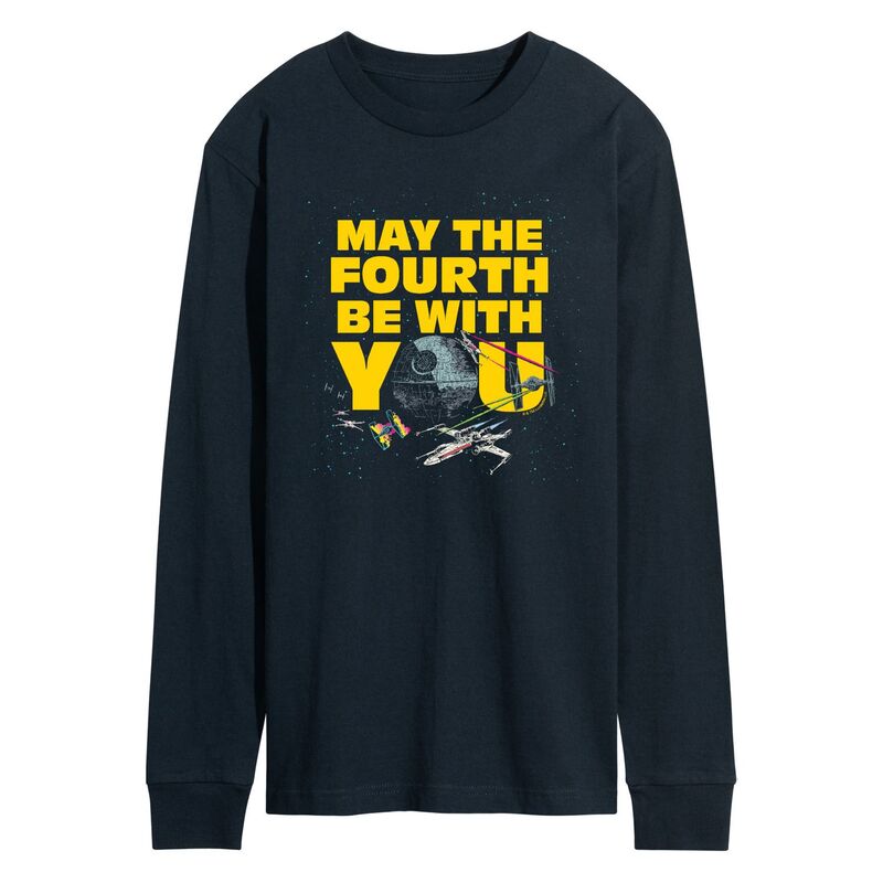 スター ウォーズ レディース トップス Tシャツ グラフィック Men'star Wars May The Fourth Be With You Long Sleeve Graphic Tee Navy ネイビー
