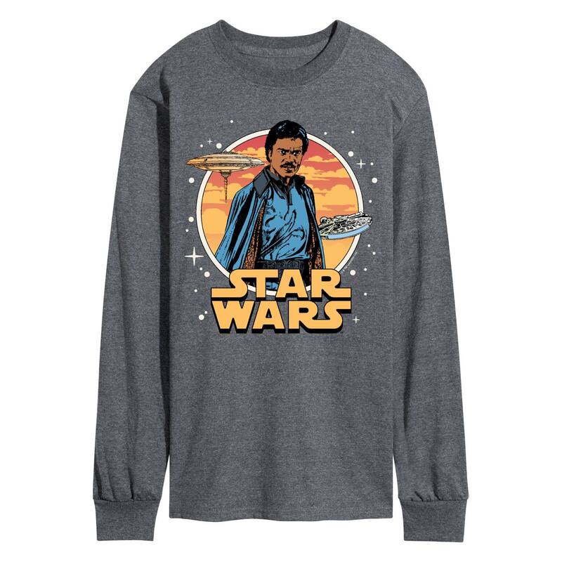 スター ウォーズ レディース トップス Tシャツ グラフィック Men'star Wars Lando Calrissian Long Sleeve Graphic Tee Heather Charcoal チャコール｜ReVida 店