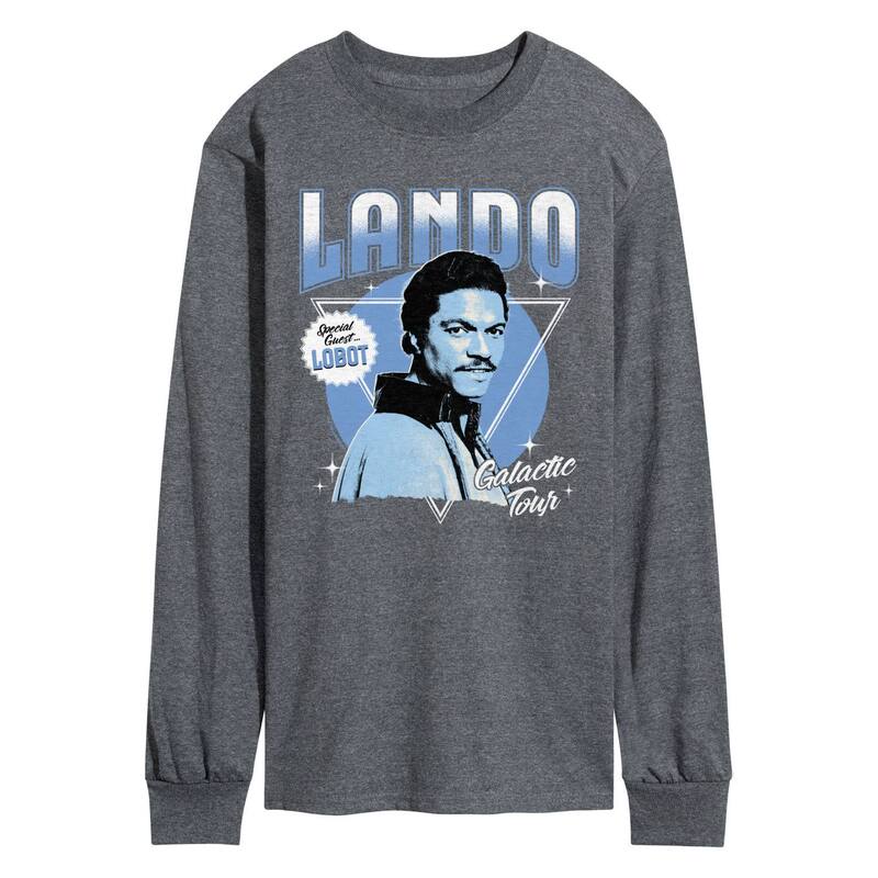 スター ウォーズ レディース トップス Tシャツ グラフィック Men'star Wars Lando Galactic Tour Long Sleeve Graphic Tee Heather Charcoal チャコール