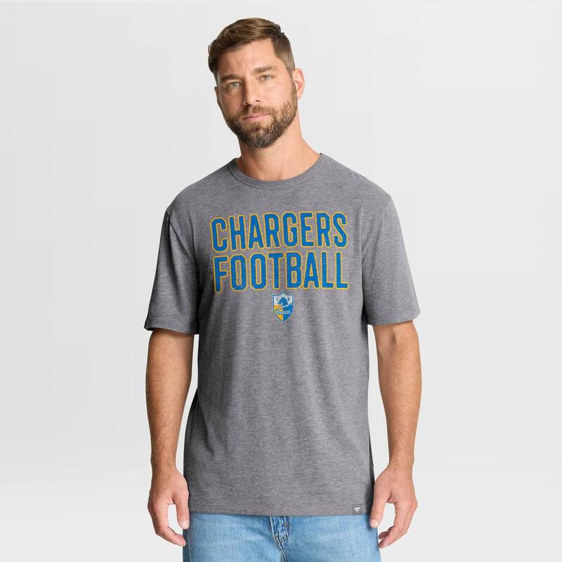 ファナティクス レディース トップス Tシャツ ダウン Men's Fanatics Heather Gray Los Angeles Chargers First Down Tribute Tri-Blend T-Shirt Chgrey グレー｜ReVida 店
