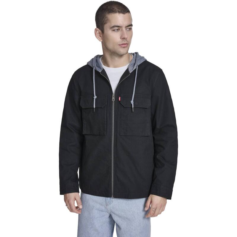 リーバイス レディース アウター ジャケット・ブルゾン ニット ジャージー パーカー Men Levi Jersey Knit Hoodie Jacket Black ブラック