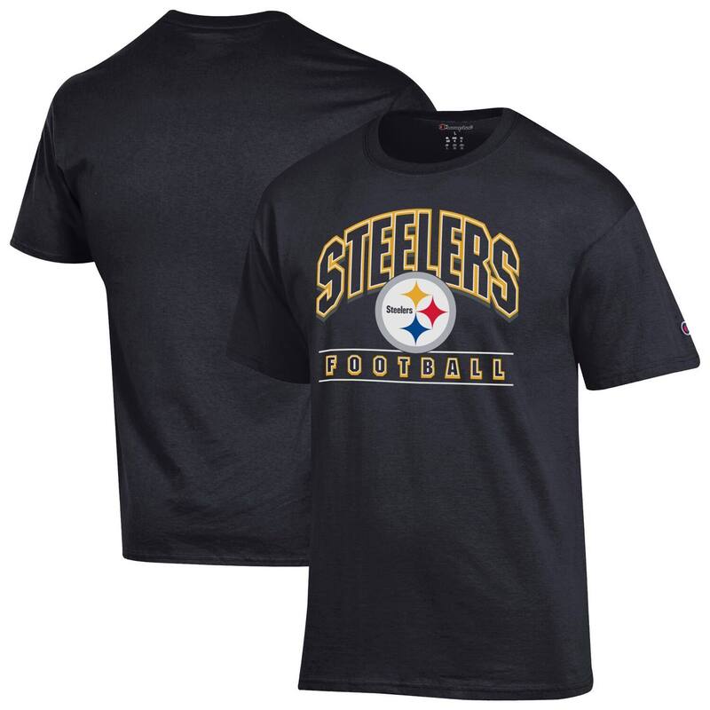 チャンピオン レディース トップス Tシャツ Men's Champion Black Pittsburgh Steelers Football T-Shirt Stl Black ブラック｜ReVida 店