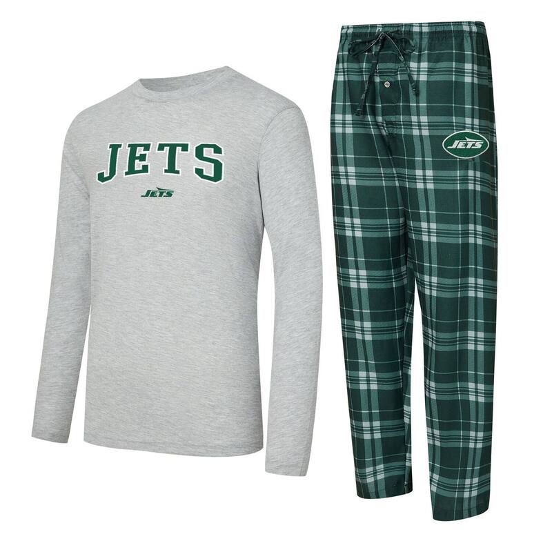 アンブランデッド レディース アンダーウェア ナイトウェア Tシャツ Unbranded Men's Conceptsport Green/Heather Gray New York Jets Regulate Long Sleeve T-Shirt and Plaid Pant Set Jet Green グリーン｜ReVida 店